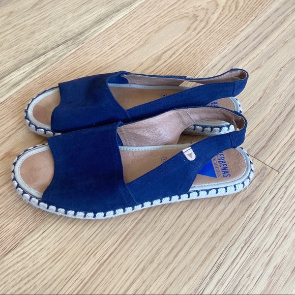 Verbenas Shoes - Verbenas Blue Suede Espadrille Sandals Womens EU 39 US Open Toe Jute